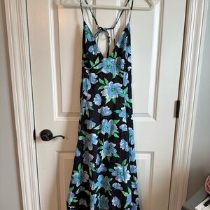 NWT Free People Navy with light blue flowers Maxi Dress size Medium